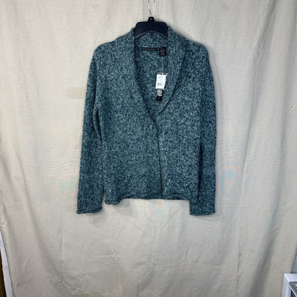 Preswick & Moore Cardigan Teal Heathered Wool-Blend in Size PL NWT
